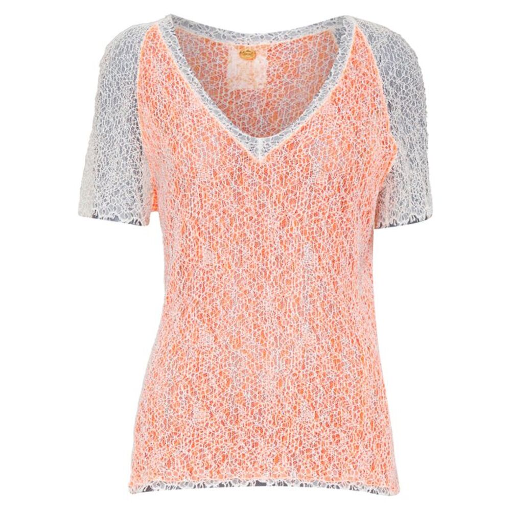 Chanel sheer cotton lace layered top